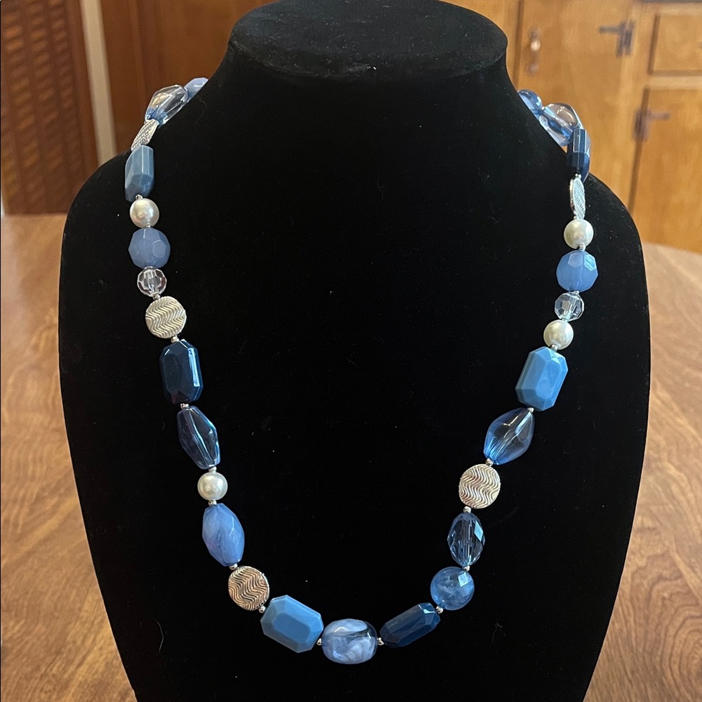 Paparazzi Blue and Silver Beaded Necklace